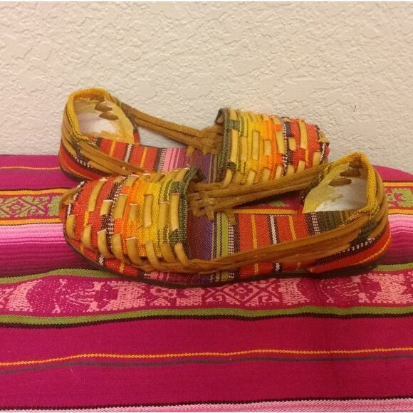 NEW Guatemalan Handmade Leather Boho Bohemian Hippie Shoes Flats Size 7 - Picture 7 of 10